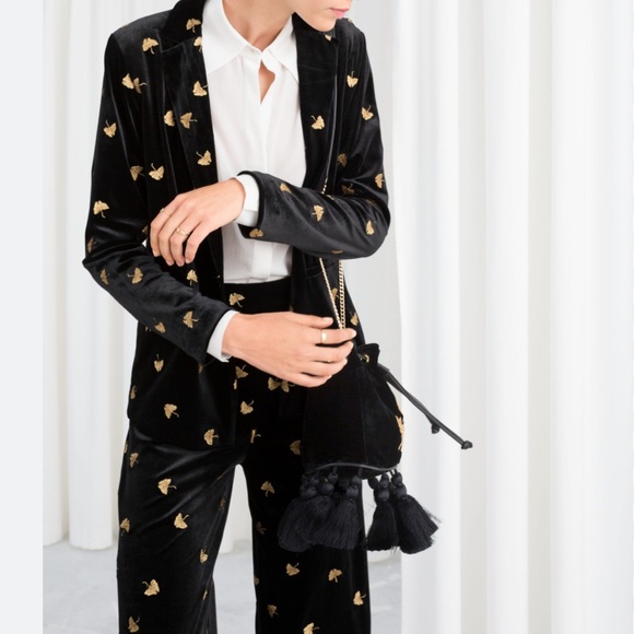 & Other Stories Embroidered Velvet Blazer size 6 - Picture 2 of 3
